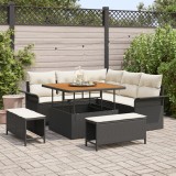 Gossi set de canapea pentru gradina cu 8 piese cu perne negru poliratan acacia
