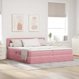 Cumpara ieftin Pat cu LED si saltea Roz 180 x 200 cm Catifea