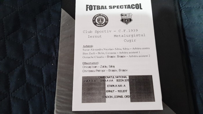 program CS Iernut - Metalurgistul Cugir