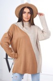 Cumpara ieftin Pulover dama cu spate mai lung camel + bej