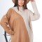 Pulover dama cu spate mai lung camel + bej