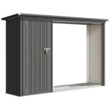 Outsunny Magazie pentru Lemne cu Acoperiș &Icirc;nclinat, 235x67x149 cm, Gri &Icirc;nchis | Aosom Romania
