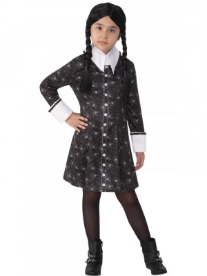 Costum Wednesday pentru fete - Familia Addams 5-7 ani 110-122 cm foto