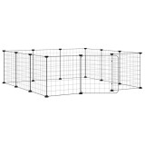 Cumpara ieftin Cusca pentru animale de companie cu 12 panouri si usa, neagra, 105x105x35 cm, otel
