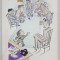 CARICATURA CU FOSTUL BOXEUR VIRGIL CAZACU LA SEDINTA COMISIEI LOCALE DE BOX , SEMNATA SI DATATA 1951