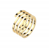 Inel din oțel 316L răsucit &icirc;n spirală - umăr cvadruplu, culoare aurie - Marime inel: 54