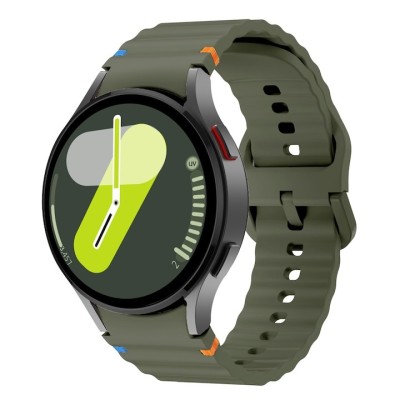 Curea din silicon 20 mm, THD, compatibila Samsung Galaxy Watch 7, Galaxy Watch 6, verde army foto