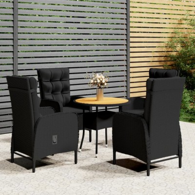 vidaXL Set bistro de grădină, 5 piese, negru, poliratan 3058553 foto