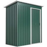 Outsunny Magazie de Grădină pentru Scule din Oțel Galvanizat cu Acoperiș &Icirc;nclinat și Ușă Culisantă, 163x89x182 cm, Verde | Aosom Romania