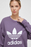 Adidas Originals hanorac de bumbac femei, culoarea violet, cu imprimeu