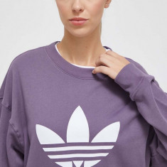 adidas Originals hanorac de bumbac femei, culoarea violet, cu imprimeu