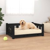 Cumpara ieftin Pat pentru c&acirc;ini, negru, 75,5x55,5x28 cm, lemn masiv de pin