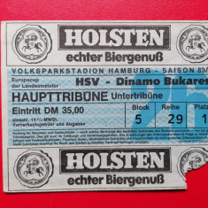 Bilet Fotbal SV Hamburg Dinamo Bucuresti 1983