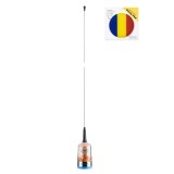 Pachet Antena CB PNI TRUCKER 9000 PL cu LED, lungime 140 cm, 26-28MHz, 1000W cu sticky Pad Drapel inclus