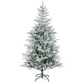 HOMCOM Brad de Crăciun &Icirc;nnăpezit &Icirc;nalt de 180 cm cu Bază Metalică Pliabilă Verde | Aosom Romania