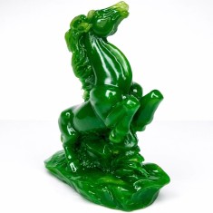Cal jad in doua picioare, statueta feng shui pentru reusite si victorii, verde