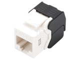Modul RJ45 Keystone Cat 6a - Albă/Neagră, Fără Unelte, PoE