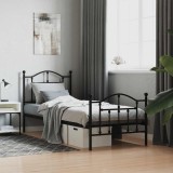 VidaXL Cadru pat metalic cu tăblii de cap/picioare, negru, 90x190 cm