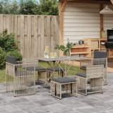 Cumpara ieftin Set mobilier gradina Gossi, 7 piese, poliratan gri deschis, perne incluse, masa+fotolii+scaune, rezistent intemperii