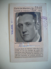 HOPCT CARTE DE MEMBRU AGIR 1945 BUCURESTI UNIUNEA GENERALA A INGINERILOR RO foto