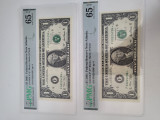 Doua bancnote consecutive 1 Dollar Federal reserve note - Atlanta PMG65