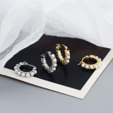 Cercei din Argint 925 , zPearl Hoop, , Verigi Mici Imbracate A n Mini-Perle