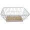 Fructiera metalica Pufo, cu fund din bambus, dreptunghiulara, 28 x 22.5 cm, alb