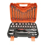 Trusa chei tubulare 1/2 8-32 mm + chei combinate 8-19 mm, clichet eliberare rapida, extensie 10, articulatie, prize bujie 16/21 mm, adaptor