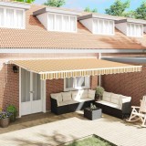 Cumpara ieftin Pergola Manuala 5 x 3 m Dungi galben, gri si alb 100% Polyester