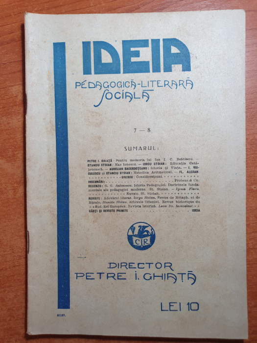 revista ideia noiembrie-decembrie 1927-moartea lui ion i.c. bratianu