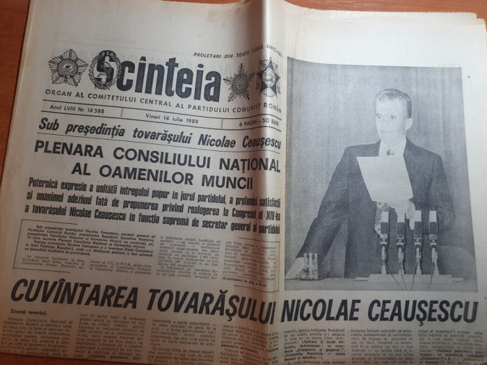 scanteia 14 iulie 1989-cuvantarea lui ceausescu