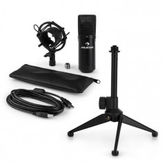 Auna MIC-900B V1, set de microfon usb, microfon condensator negru + suport de masa foto