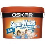 Vopsea superlavabilă anti-mucegai Oskar Superweiss albă mat 8.5 L