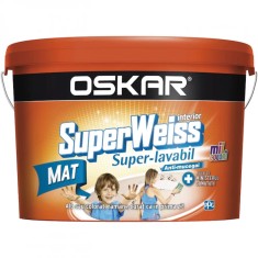 Vopsea superlavabilă anti-mucegai Oskar Superweiss albă mat 8.5 L