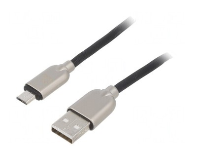 Cablu USB 2.0 A la Micro B Aurit 2m Negru foto