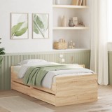 VidaXL Cadru de pat cu sertare, stejar sonoma, 100x200 cm 3207338