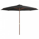Umbrelă de soare de exterior, st&acirc;lp din lemn, antracit, 350 cm, vidaXL