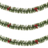 Beteală Crăciun Tinsel, Verde, Lungime 3m, Lățime 7cm, Cu Pomușoare., Oem