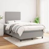Cumpara ieftin Pat box spring cu saltea, gri deschis, 120x200 cm, textil