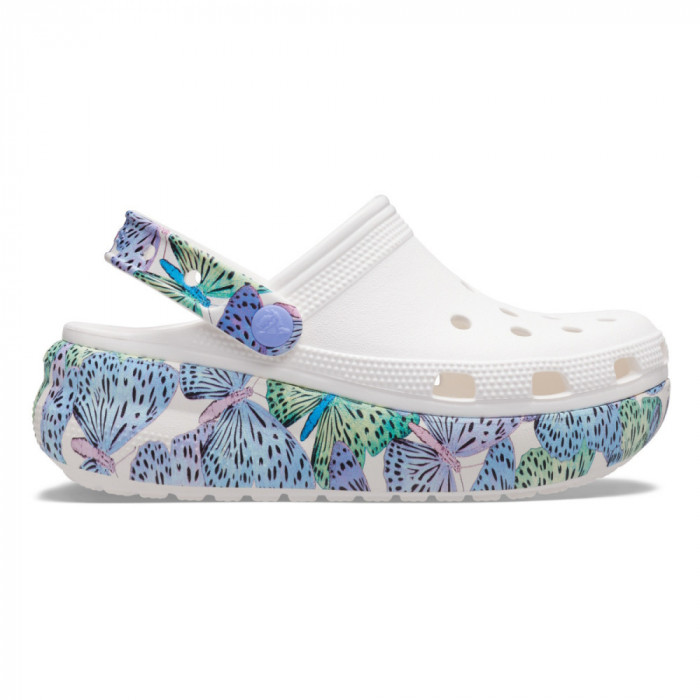 Saboți Crocs Classic Cutie Butterfly Kids Clog Alb - White/Multi