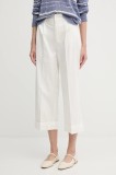 Pedro del Hierro pantaloni culoarea bej, drept, high waist, 7609767