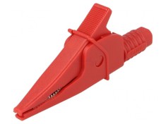 Bornă crocodil roșie 20A 39mm 1kV soclu 4mm