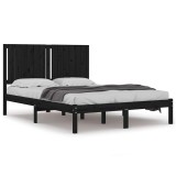 Cumpara ieftin Cadru de pat, negru, 140x190 cm, lemn masiv de pin