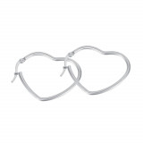 Cercei din oțel de culoare argintie &ndash; contur inimă rotundă, &icirc;nchidere franțuzească