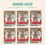 ROMANIA EXIL CRACIUN 1966 BLOC NEDANTELAT DE 6 TIMBRE.