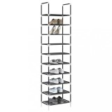 VidaXL Suport pantofi 10 niveluri negru 44x28x180 cm țesătură nețesă