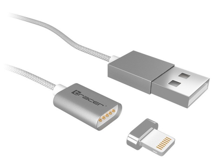 Cablu magnetic TRACER USB 2.0 Iphone AM - Lighting 1m argintiu