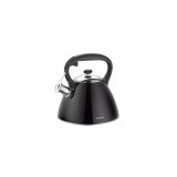 Fierbător tradițional cu fluier fabricat din inox, ceainic 3 litri, 20-24 cm, negru, Klausberg