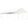 Foisor Gradina Alb 11.15x4.08x3.22m Polietilena Otel Pavilion Exterior Copertina Protectie Soare