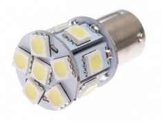 Led auto 24V BA15S 13 SMD Alb cu pini simetrici la 180 grade foto